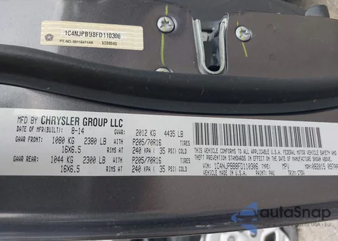 2015 Jeep Patriot Sport from USA, damaged, VIN 1C4NJPBB8FD110306